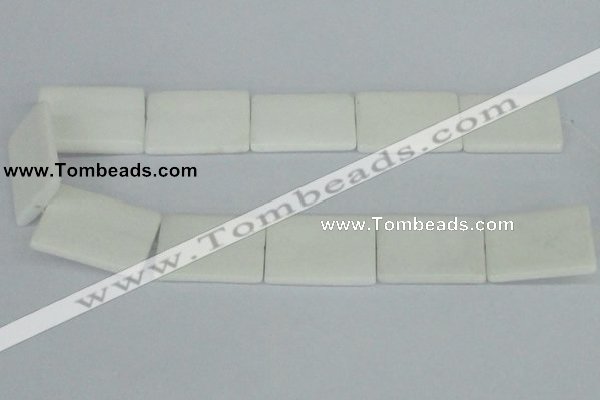 CAA17 15.5 inches 25*35mm rectangle white agate gemstone beads