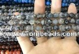 CAA1700 15 inches 8mm faceted round fire crackle agate beads