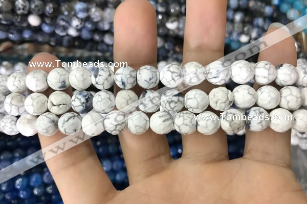 CAA1703 15 inches 8mm faceted round fire crackle agate beads