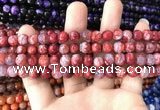 CAA1710 15 inches 8mm faceted round fire crackle agate beads