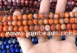 CAA1711 15 inches 8mm faceted round fire crackle agate beads