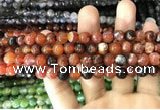 CAA1713 15 inches 8mm faceted round fire crackle agate beads