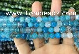 CAA1714 15 inches 8mm faceted round fire crackle agate beads