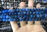 CAA1716 15 inches 8mm faceted round fire crackle agate beads