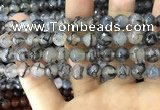 CAA1725 15 inches 10mm faceted round fire crackle agate beads