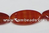 CAA173 15.5 inches 15*30mm oval red agate gemstone beads