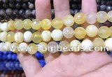 CAA1731 15 inches 10mm faceted round fire crackle agate beads