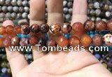 CAA1734 15 inches 10mm faceted round fire crackle agate beads