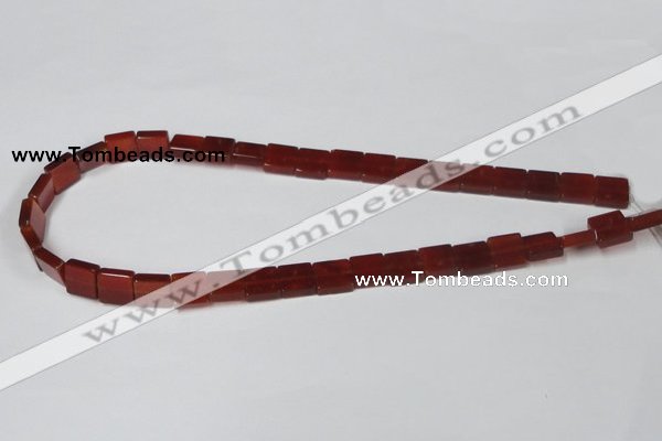 CAA175 15.5 inches 10*10mm square red agate gemstone beads