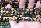 CAA1761 15 inches 8mm faceted round fire crackle agate beads