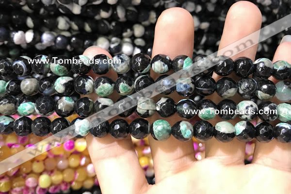 CAA1766 15 inches 8mm faceted round fire crackle agate beads