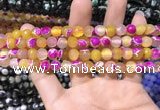 CAA1767 15 inches 8mm faceted round fire crackle agate beads
