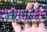 CAA1770 15 inches 8mm faceted round fire crackle agate beads