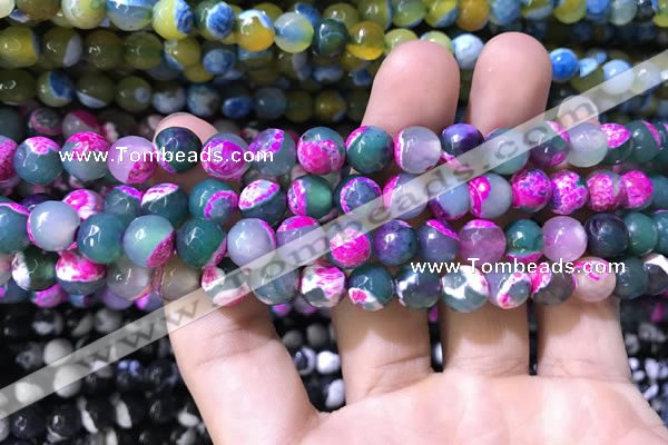 CAA1770 15 inches 8mm faceted round fire crackle agate beads