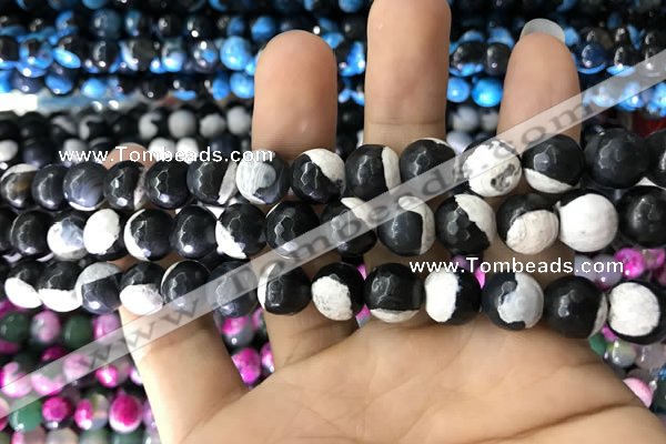 CAA1775 15 inches 10mm faceted round fire crackle agate beads