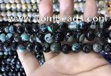 CAA1780 15 inches 10mm faceted round fire crackle agate beads