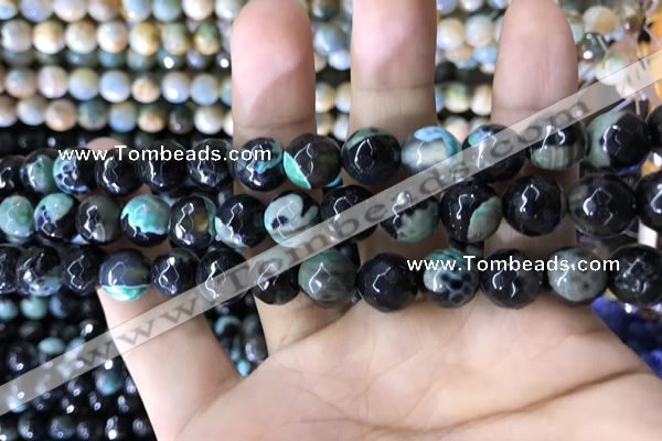 CAA1780 15 inches 10mm faceted round fire crackle agate beads