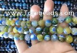 CAA1782 15 inches 10mm faceted round fire crackle agate beads