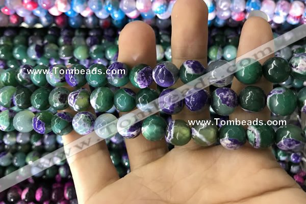 CAA1785 15 inches 10mm faceted round fire crackle agate beads