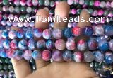 CAA1789 15 inches 10mm faceted round fire crackle agate beads