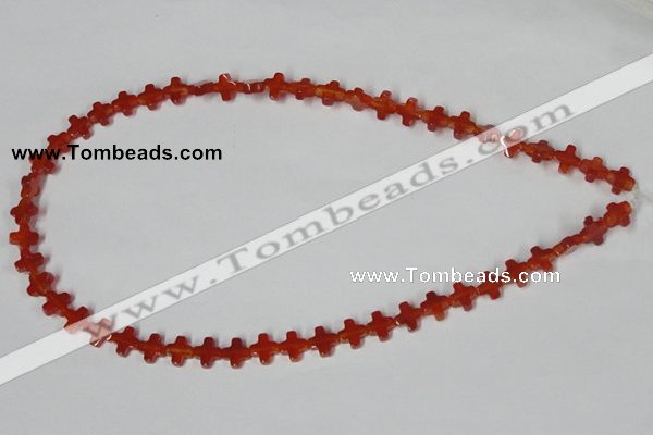 CAA181 15.5 inches 8*8mm cross red agate gemstone beads