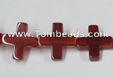 CAA182 15.5 inches 16*16mm cross red agate gemstone beads