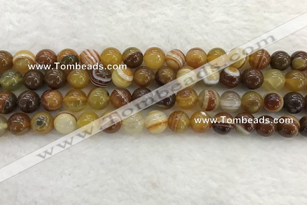 CAA1862 15.5 inches 8mm round banded agate gemstone beads
