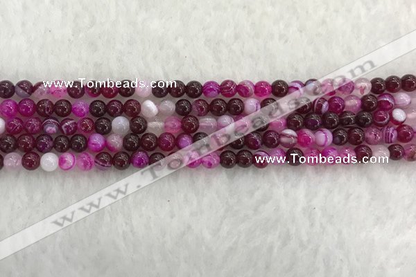 CAA1880 15.5 inches 4mm round banded agate gemstone beads