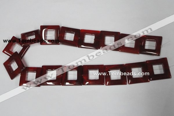 CAA191 15.5 inches 25*25mm square red agate gemstone beads