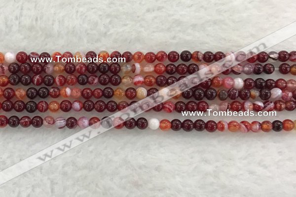 CAA1920 15.5 inches 4mm round banded agate gemstone beads