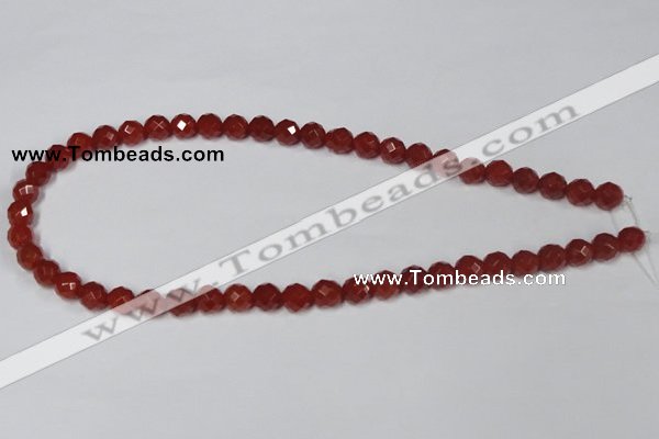 CAA200 15.5 inches 6mm faceted round red agate gemstone beads