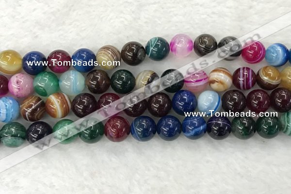 CAA2034 15.5 inches 12mm round banded agate gemstone beads