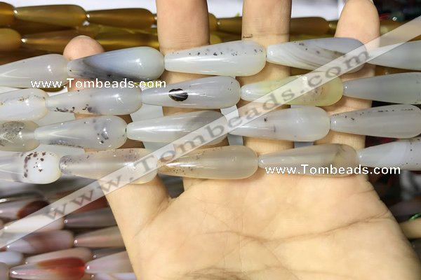 CAA2061 15.5 inches 10*30mm teardrop agate beads wholesale