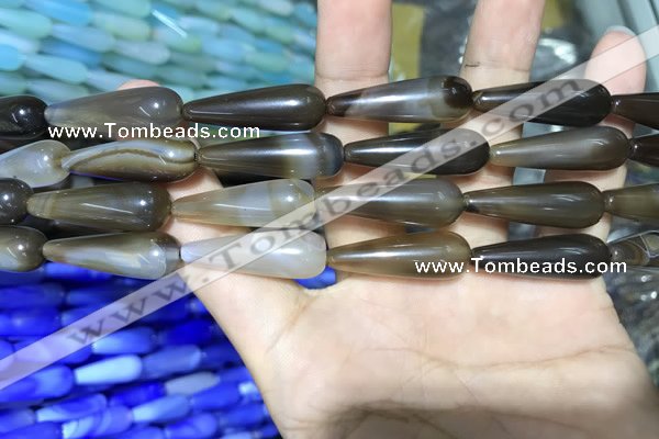 CAA2064 15.5 inches 10*30mm teardrop agate beads wholesale