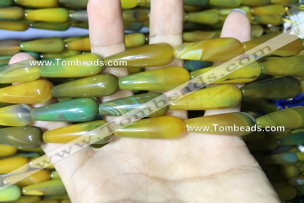 CAA2070 15.5 inches 10*30mm teardrop agate beads wholesale