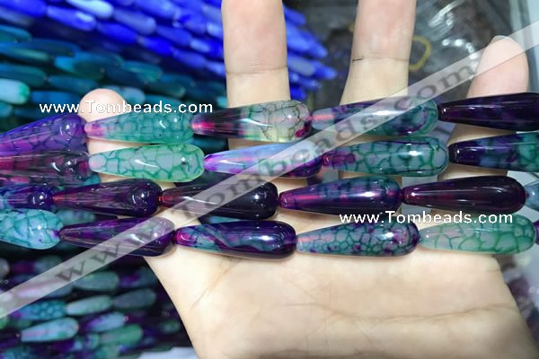 CAA2082 15.5 inches 10*30mm teardrop agate beads wholesale