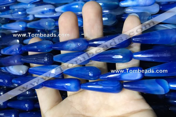 CAA2100 15.5 inches 10*30mm faceted teardrop agate beads