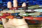 CAA2106 15.5 inches 10*30mm faceted teardrop agate beads