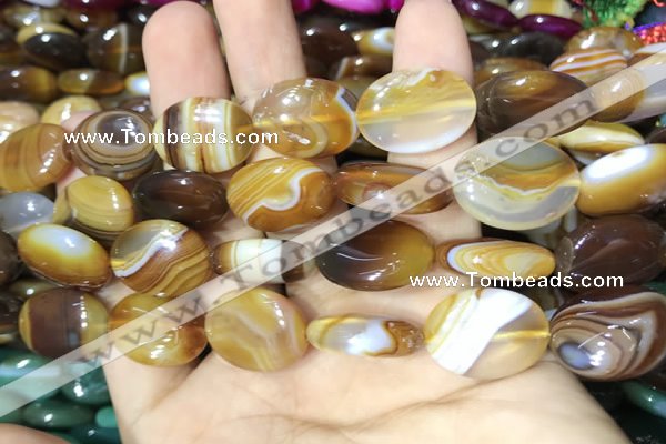 CAA2171 15.5 inches 15*20mm oval banded agate beads wholesale