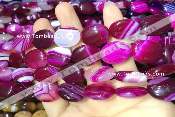 CAA2173 15.5 inches 15*20mm oval banded agate beads wholesale