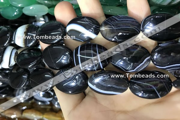 CAA2183 15.5 inches 18*25mm oval banded agate beads wholesale