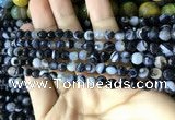 CAA2197 15.5 inches 4mm faceted round banded agate beads