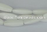 CAA22 15.5 inches 7*20mm faceted rice white agate gemstone beads