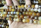 CAA2206 15.5 inches 8mm faceted round banded agate beads