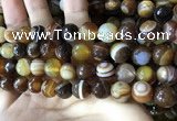 CAA2208 15.5 inches 12mm faceted round banded agate beads