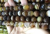 CAA2209 15.5 inches 14mm faceted round banded agate beads