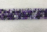 CAA2211 15.5 inches 4mm faceted round banded agate beads