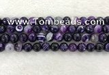 CAA2214 15.5 inches 10mm faceted round banded agate beads