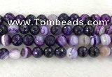 CAA2216 15.5 inches 14mm faceted round banded agate beads