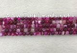 CAA2218 15.5 inches 4mm faceted round banded agate beads